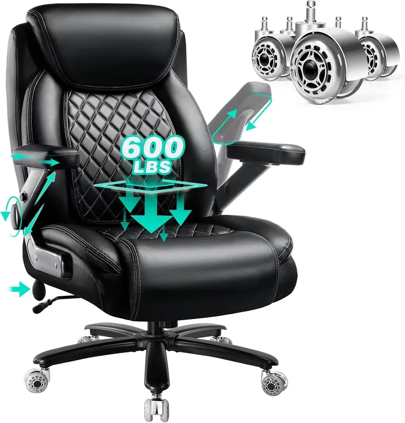 Indulgear 600LBS Large Heavy Duty Office Chair with 5D Flip Arms