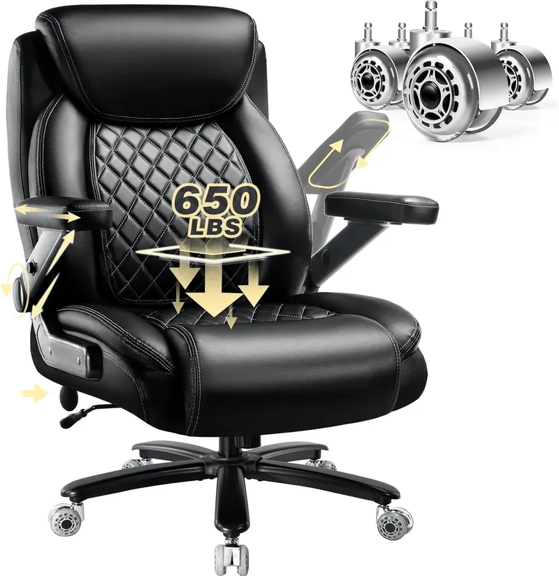 Indulgear 650LBS Large Heavy Duty Office Chair with 5D Flip Arms